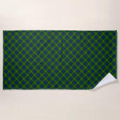 Muir Moore tartan green blue plaid Strandlaken (Voorkant)