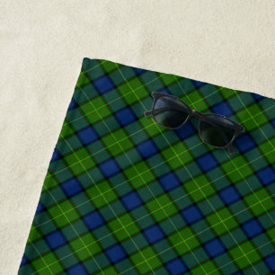 Muir Moore tartan green blue plaid Strandlaken