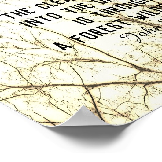 Muir natuur citaat sepia boomfoto poster (Hoek)