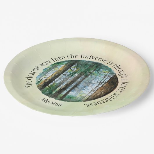 Muir Quote Waterverf Forest Papieren Bordje (Gekanteld)
