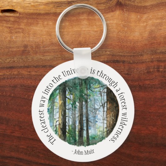 Muir Quote Waterverf Forest Sleutelhanger (Voorkant)