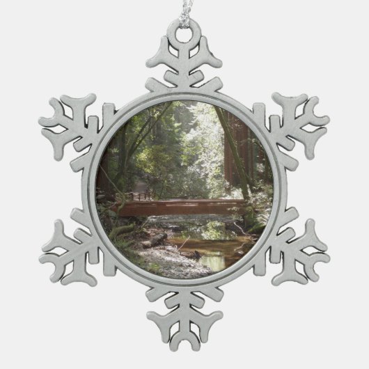 Muir Woods Brug II Tin Sneeuwvlok Ornament (Voorkant)