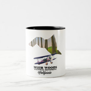 Muir Woods National Monument kaart reisposter. Tweekleurige Koffiemok