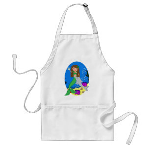 Muirenn the Green Mermaid and Dolphin Apron Standaard Schort