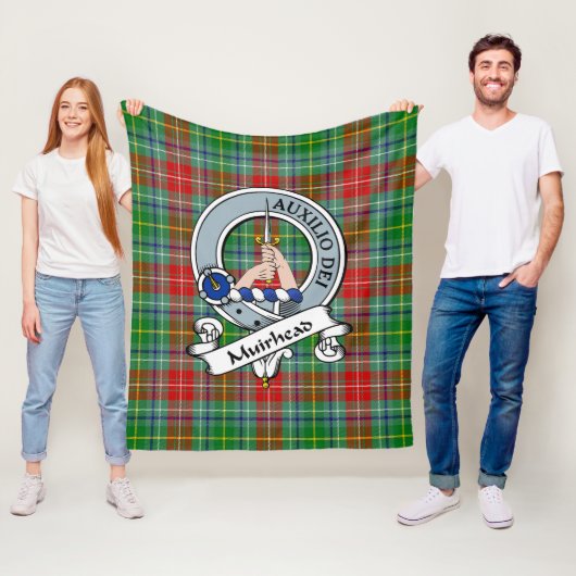 Muirhead Clan Badge Tartan Pset Fleece Deken (In situ)