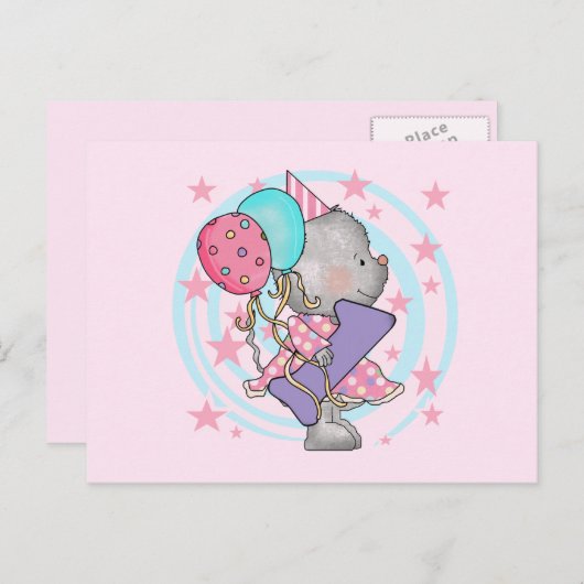 Muis 1e verjaardag T-shirts en geschenken Briefkaart (Voorkant / Achterkant)