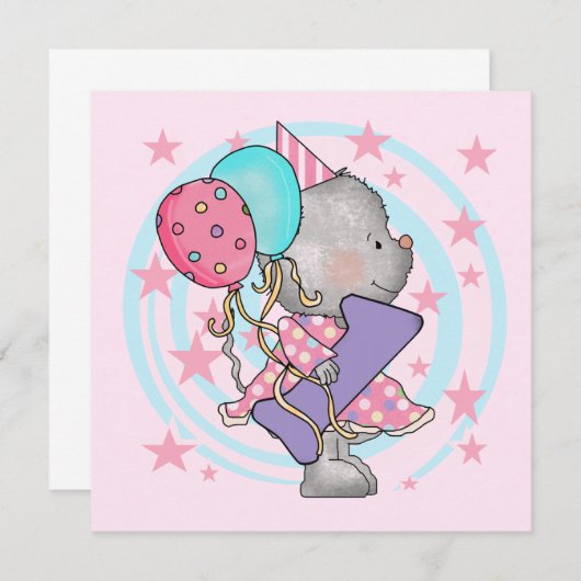 Muis 1e verjaardag T-shirts en geschenken Kaart (Voorkant / Achterkant)