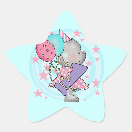 Muis 1e verjaardag T-shirts en geschenken Ster Sticker (Voorkant)