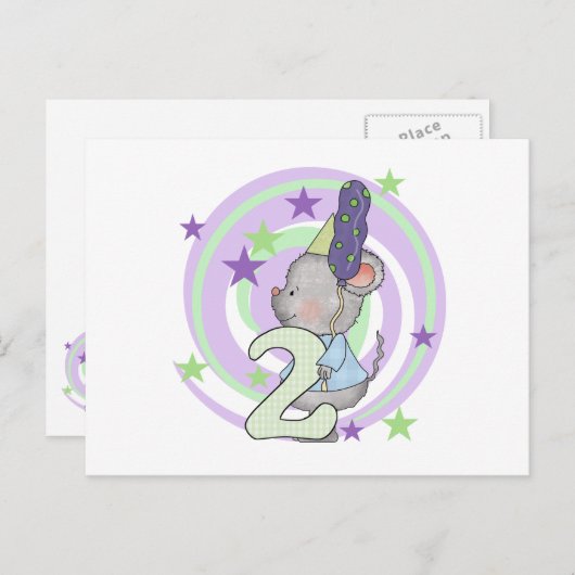 Muis 2e Verjaardag T shirten en geschenken Briefkaart (Voorkant / Achterkant)