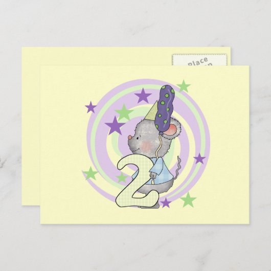 Muis 2e Verjaardag T shirten en geschenken Briefkaart (Voorkant / Achterkant)