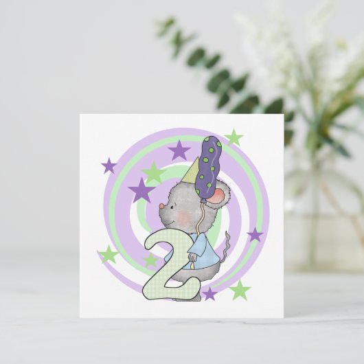 Muis 2e Verjaardag T shirten en geschenken Kaart (Staand voorkant)