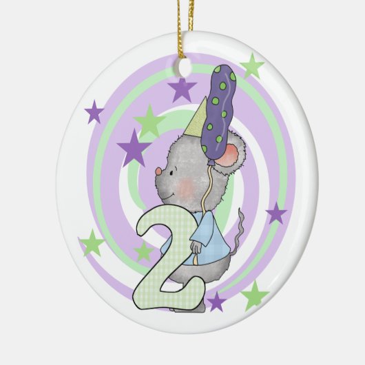 Muis 2e Verjaardag T shirten en geschenken Keramisch Ornament (Links)