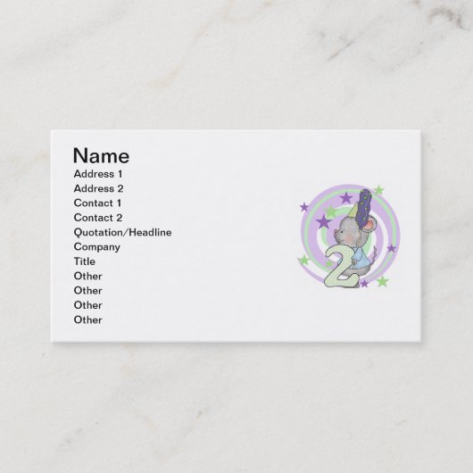Muis 2e Verjaardag T shirten en geschenken Visitekaartje (Voorkant)