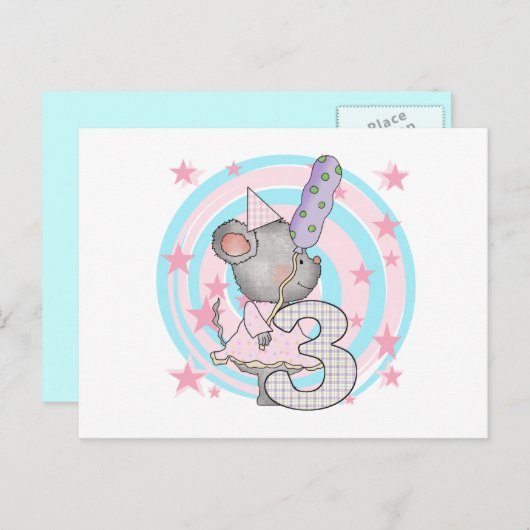 Muis 3e verjaardag T-shirts en geschenken Briefkaart (Voorkant / Achterkant)