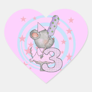Muis 3e verjaardag T-shirts en geschenken Hart Sticker