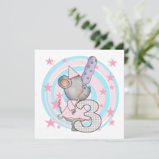 Muis 3e verjaardag T-shirts en geschenken Kaart (Staand voorkant)