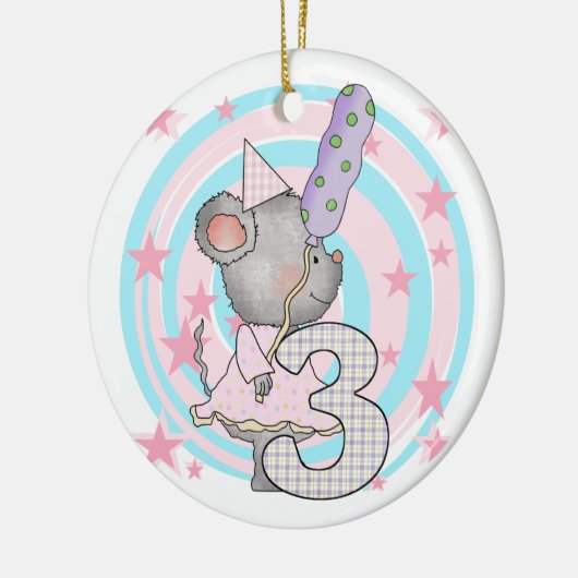 Muis 3e verjaardag T-shirts en geschenken Keramisch Ornament (Links)