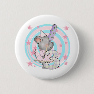 Muis 3e verjaardag T-shirts en geschenken Ronde Button 5,7 Cm