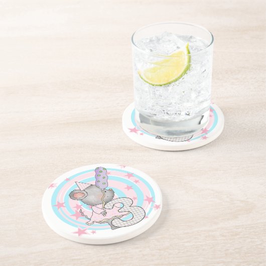 Muis 3e verjaardag T-shirts en geschenken Zandsteen Onderzetter (Zijkant)