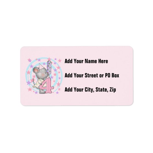 Muis 4e verjaardag T-shirts en geschenken Etiket (Voorkant)