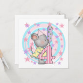 Muis 4e verjaardag T-shirts en geschenken Kaart (Voorkant / Achterkant in situ)