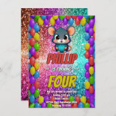 Muis Aangepaste karakter verjaardag uitnodigen Kaart (Voorkant / Achterkant)