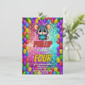 Muis Aangepaste karakter verjaardag uitnodigen Kaart (Staand voorkant)