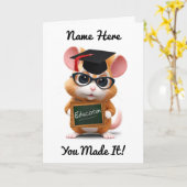 Muis Afstuderen gevouwen Wenskaart Kaart (Gele Bloem)