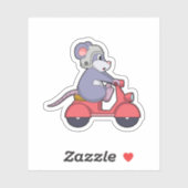 Muis als Biker met Scooter.PNG Sticker (Vel)