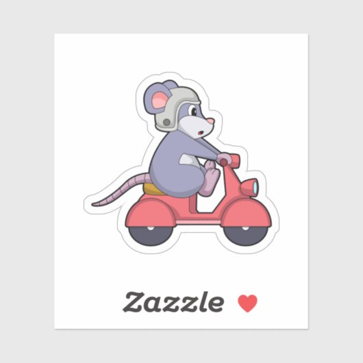 Muis als Biker met Scooter.PNG Sticker (Vel)
