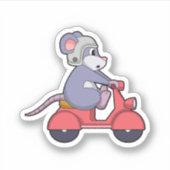 Muis als Biker met Scooter.PNG Sticker (Voorkant)