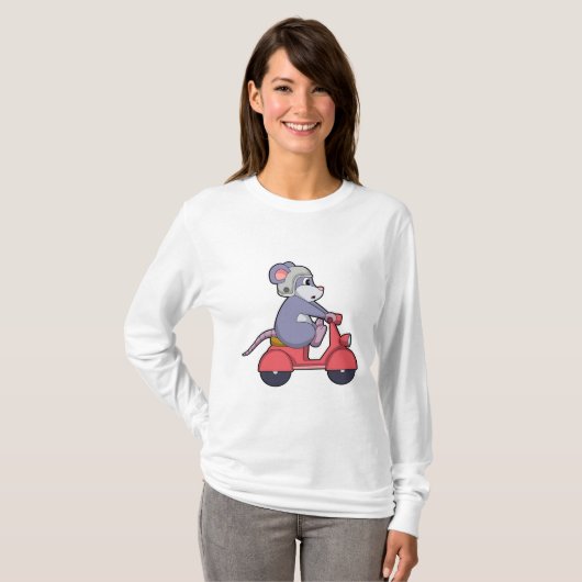 Muis als Biker met Scooter.PNG T-shirt (Voorkant volledig)