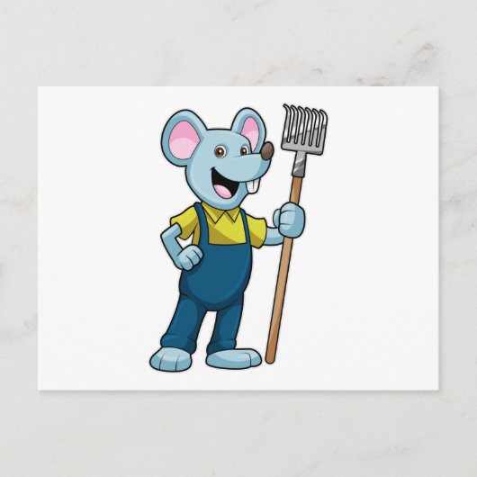 Muis als boer met rake briefkaart (Voorkant)