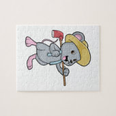 Muis als boer met x en Pet Legpuzzel (Horizontaal)