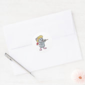 Muis als boer met x en Pet Ronde Sticker (Envelop)