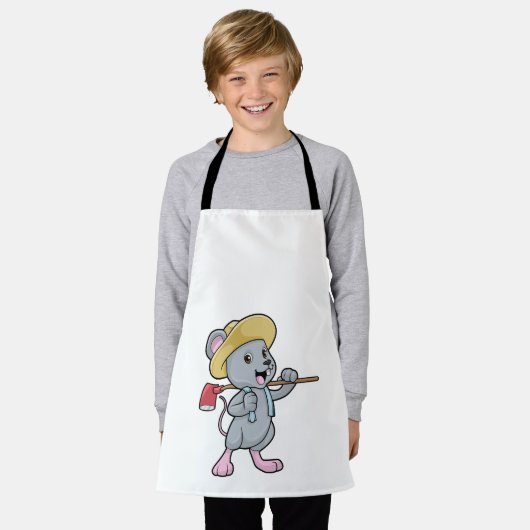 Muis als boer met x en Pet Schort (Gedragen)