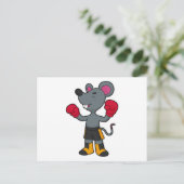 Muis als bokser met boks handschoenen briefkaart (Staand voorkant)