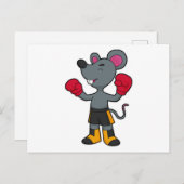 Muis als bokser met boks handschoenen briefkaart (Voorkant / Achterkant)