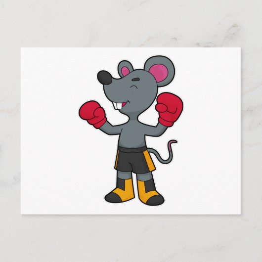 Muis als bokser met boks handschoenen briefkaart (Voorkant)