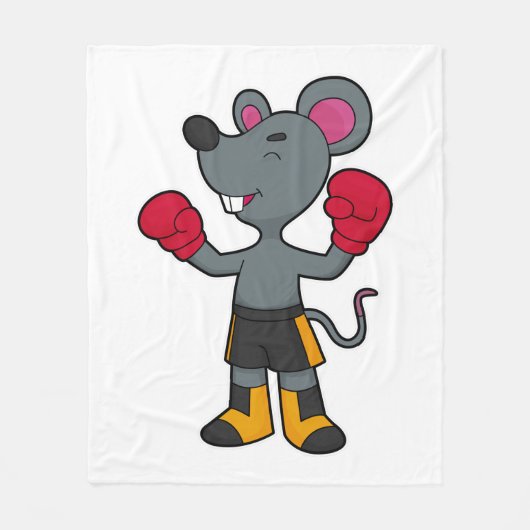 Muis als Boxer met Boxing-handschoenen Fleece Deken (Voorkant)