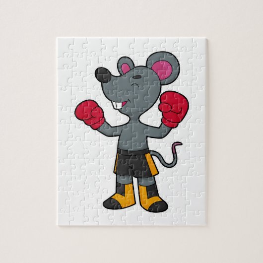Muis als Boxer met Boxing-handschoenen Legpuzzel (Verticaal)
