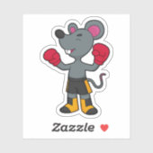 Muis als Boxer met Boxing-handschoenen Sticker (Vel)