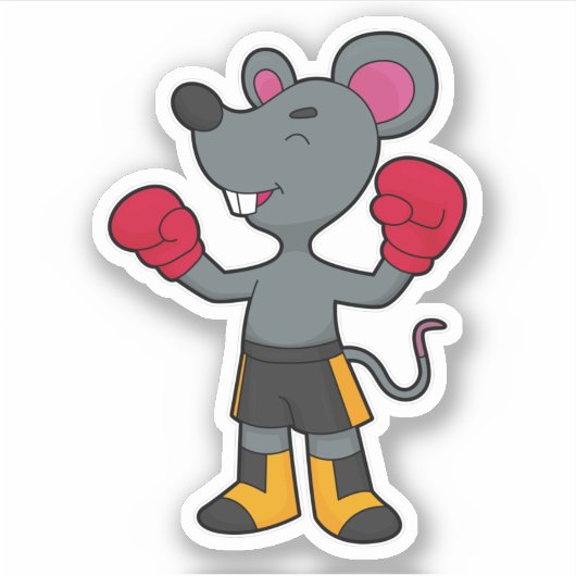 Muis als Boxer met Boxing-handschoenen Sticker (Voorkant)