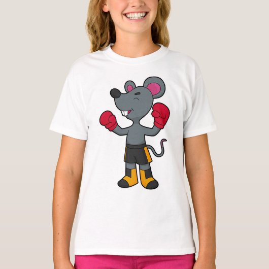 Muis als Boxer met Boxing-handschoenen T-shirt (Voorkant)