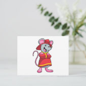 Muis als brandweerman met helm briefkaart (Staand voorkant)