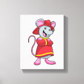 Muis als brandweerman met Helmet Canvas Afdruk (Voorkant)