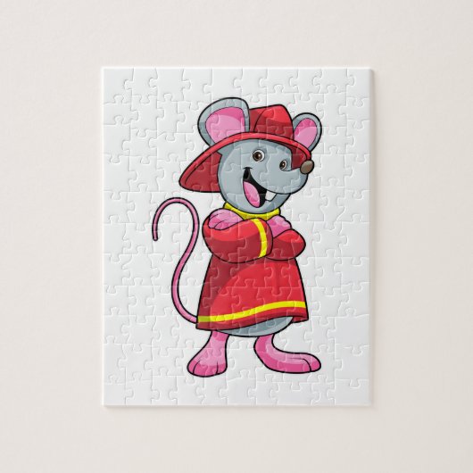 Muis als brandweerman met Helmet Legpuzzel (Verticaal)