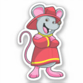 Muis als brandweerman met Helmet Sticker (Voorkant)