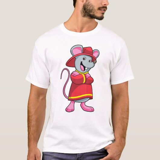 Muis als brandweerman met Helmet T-shirt (Voorkant)