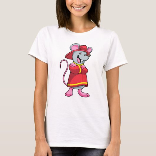 Muis als brandweerman met Helmet T-shirt (Voorkant)